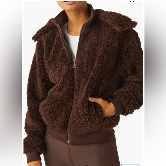 Beyond Yoga Jackets & Blazers - Beyond Yoga faux shearling hoodie jacket espresso size XL